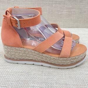 Dolce Vita Liza Coral Suede Leather Wedge Platform Sandal, Espadrilles, Ladies 8